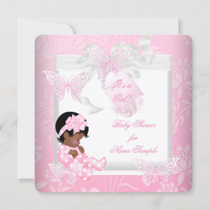 Hübsche Babyparty Süße Mädchen Rosa Schmetterling  Einladung