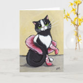 Hübsche Ballerina - Cat Art Card Karte (Gelbe Blume)
