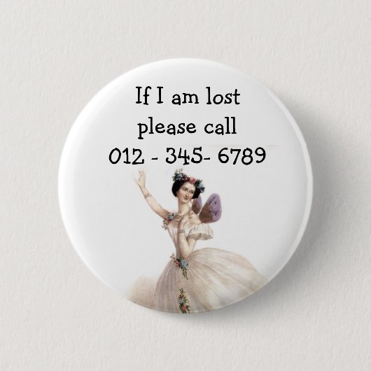 Hübsche Ballerina Fairy, Kindernotkontakt Button (Vorderseite)