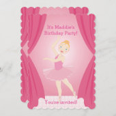Hübsche Ballerina-Geburtstagsfeier Einladung (Vorne/Hinten)