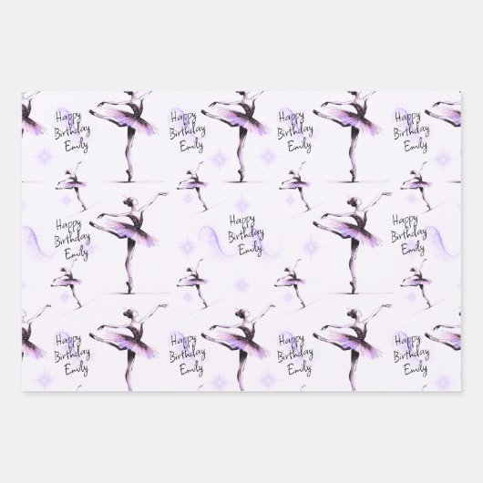 Hübsche Ballerina Geschenkpapier Set (Vorderseite)