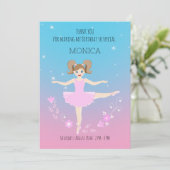 Hübsche Ballerina Girina Geburtstagsfeier Dankeskarte (Stehend Vorderseite)