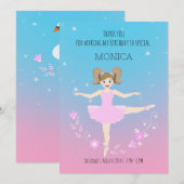 Hübsche Ballerina Girina Geburtstagsfeier Dankeskarte (Vorne/Hinten)