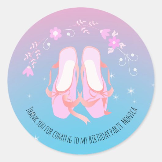Hübsche Ballerina Girina Geburtstagsfeier Runder Aufkleber (Vorderseite)