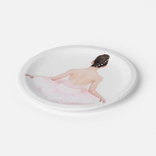 Hübsche Ballerina in der rosa Tutu-Partyplatte Pappteller (Schrägansicht)