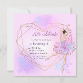 Hübsche Ballerina Pastel Square Einladung (Vorderseite)