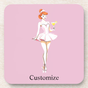 Hübsche Ballerina posiert mit Martini Thunder_Cove Getränkeuntersetzer