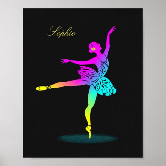 Hübsche Ballerina Rainbow Personalisiertes Poster (Vorne)