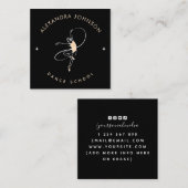 Hübsche Ballerina Tance School Studio Schwarz/Weiß Quadratische Visitenkarte (Vorne/Hinten)