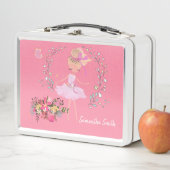 Hübsche Ballerina und Blume, Individuelle Name Metall Brotdose (Beispiel)