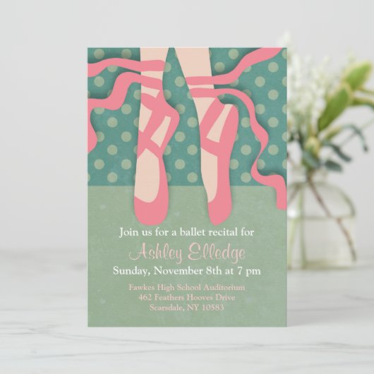 Hübsche Ballettaufforderung Einladung (Stehend Vorderseite)