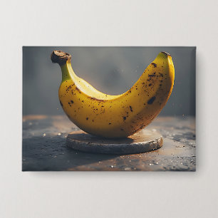 Hübsche Banane auf einem steinernen Sockel Button