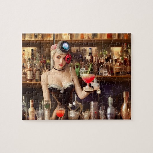 Hübsche Barkeeperin Puzzle (Horizontal)