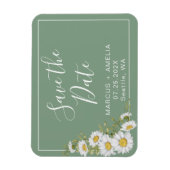 Hübsche Basil Green & White Daisies Save the Date Magnet (Vertikal)