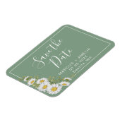 Hübsche Basil Green & White Daisies Save the Date Magnet (Linke Seite)