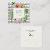 Hübsche Bauernhaus Hütte Buffalo Karo Rose Flora Quadratische Visitenkarte (Vorne/Hinten)