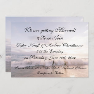 Hübsche Beach Ocean Waves Szene Hochzeitseinladung Einladung