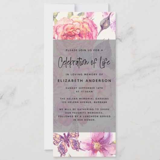 Hübsche Beerdigung der Blumen Digitale Einladung (Vorderseite)