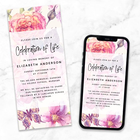 Hübsche Beerdigung der Blumen Digitale Einladung