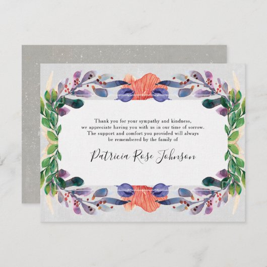 Hübsche Beerdigung-Gedenkstätte Dankeskarte (Vorne/Hinten)