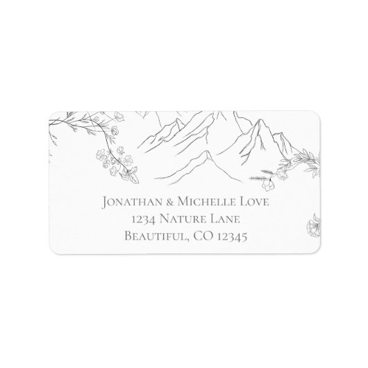 Hübsche Berge, Blume und Zweige Adressaufkleber (Vorne)