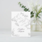 Hübsche Berge und Blume Save the Date Hochzeit Ankündigungspostkarte (Stehend Vorderseite)