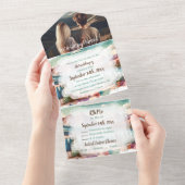 Hübsche Bergszene Hochzeit (mit Umschlägen) All In One Einladung (Abreißtisch)