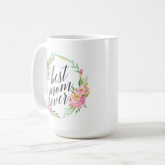 Hübsche beste Mama je Blumenreath Kaffeetasse (Vorderseite Links)