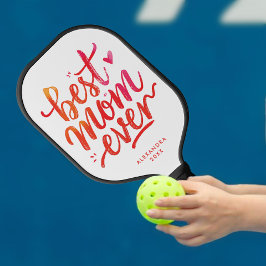 Hübsche beste Mama je Rot-Weiß-Pinselschrift Pickleball Schläger