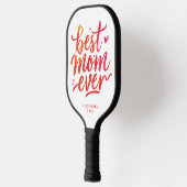 Hübsche beste Mama je Rot-Weiß-Pinselschrift Pickleball Schläger (Links)
