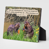 Hübsche Biber-Schrift Plaque 2Thessaloniki 3:10 Fotoplatte (Seite)