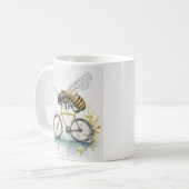 Hübsche Biene, die mit dem Fahrrad zeichne, Biene Kaffeetasse (Vorderseite Links)