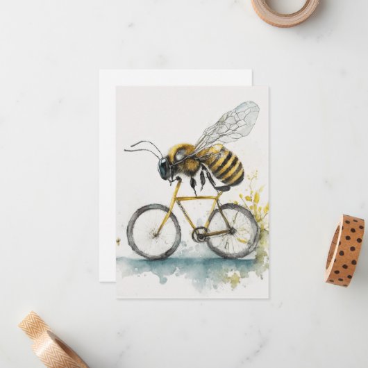 Hübsche Biene, die mit dem Fahrrad zeichne, Biene Mitteilungskarte (Vorderseite/Rückseite Beispiel)