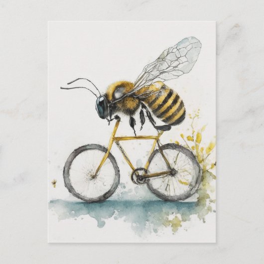 Hübsche Biene, die mit dem Fahrrad zeichne, Biene Postkarte (Vorderseite)