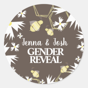 Hübsche Bienenflora Botanisches Gelbes Weiße Daisy Runder Aufkleber