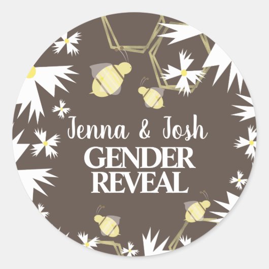 Hübsche Bienenflora Botanisches Gelbes Weiße Daisy Runder Aufkleber (Vorderseite)