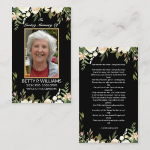Hübsche Black Antique Floral Gold Frame Gebetskart Visitenkarte