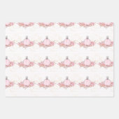 Hübsche, blassrosa Duftstreifen und Blumenmotive Geschenkpapier Set (Vorderseite 3)