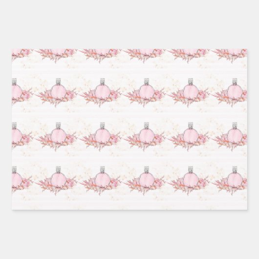 Hübsche, blassrosa Duftstreifen und Blumenmotive Geschenkpapier Set (Vorderseite 3)