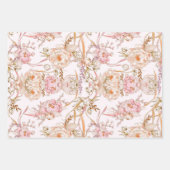 Hübsche, blassrosa Duftstreifen und Blumenmotive Geschenkpapier Set (Vorderseite)