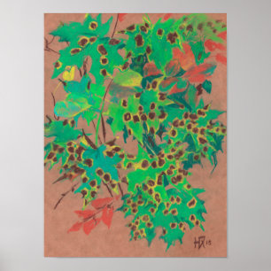 Hübsche Blätter, Blüten im Herbst, grün, gelb und Poster