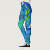 Hübsche Blätter und Verzweigungen in Blau Leggings (Links)