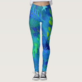 Hübsche Blätter und Verzweigungen in Blau Leggings (Vorderseite)
