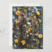 Hübsche blau-gelbe Blumenmuster Einladung (Rückseite)