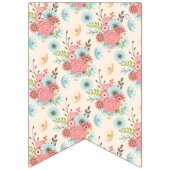 Hübsche Blau- und Korallenmuster Hochzeitsfest Wimpelkette (Erste Fahne)