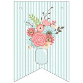 Hübsche Blau- und Korallenmuster Hochzeitsfest Wimpelkette (Dritte Fahne)