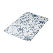 Hübsche Blau Weiße Blumen Badematte (Schrägansicht)