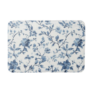 Hübsche Blau Weiße Blumen Badematte