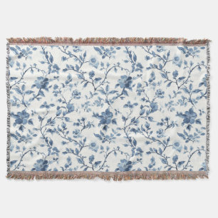 Hübsche Blau Weiße Blumen   Decke