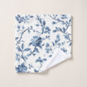 Hübsche Blau Weiße Florale   Badhandtuch Set (Waschlappen)